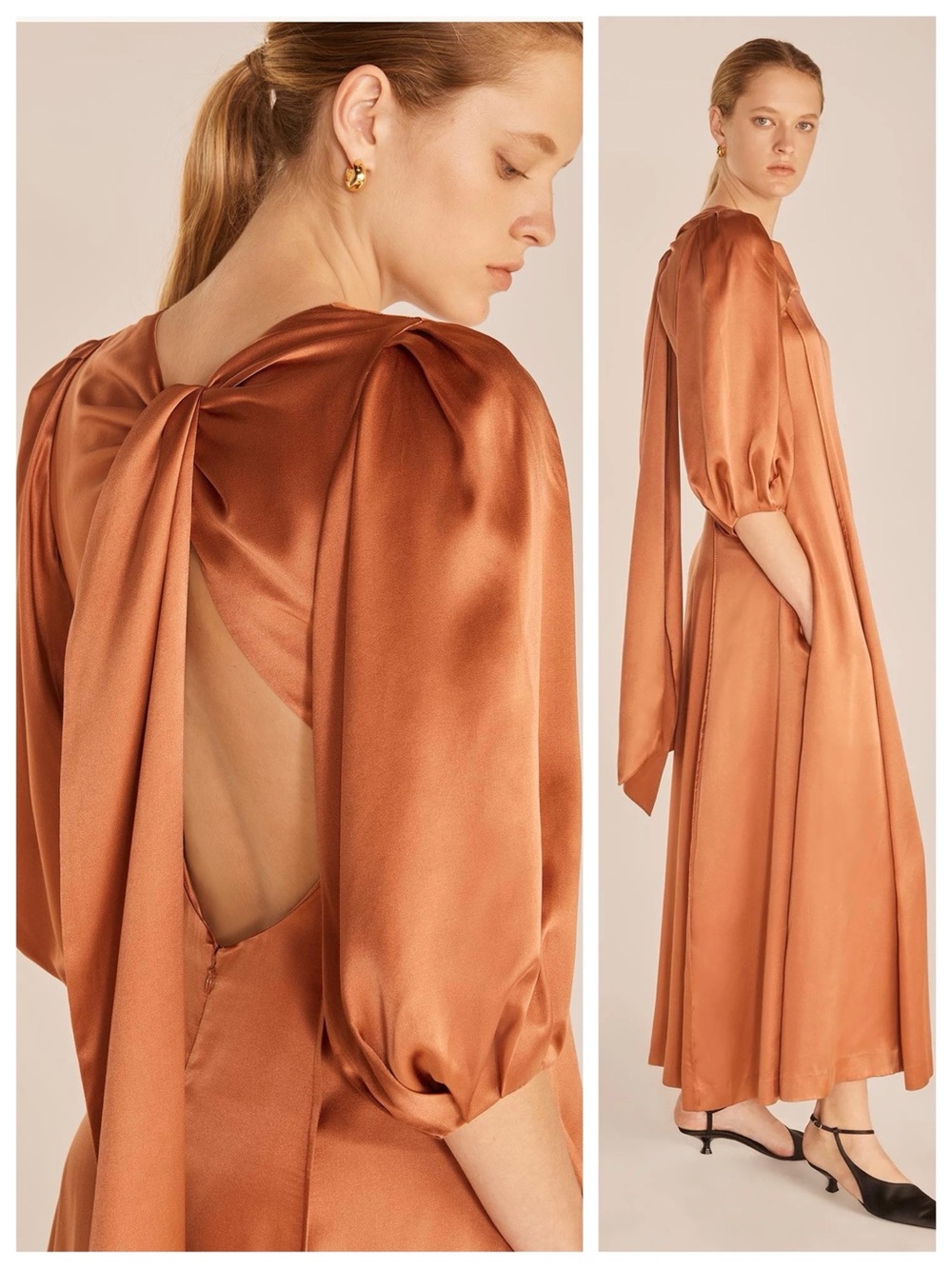 Rebecca Taylor Silky Charmeuse Open Back Dress in Auburn, Small (runs large) - Picture 4 of 10